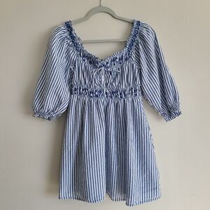 American Eagle Outfitters Puff Sleeve Striped Mini Dress